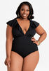 Plus Size Flutter Sleeve  Swimsuit Plus Size Tummy Control Swim image number 0