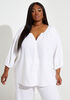 Linen Blend Peasant Top, White image number 0