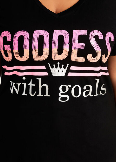 Goddess Goals Sequin Graphic Tee, Black image number 1
