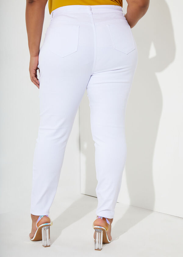Star Embellished Skinny Jeans, White image number 1