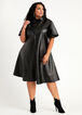 Faux Leather Flutter Sleeve Dress, Black image number 0