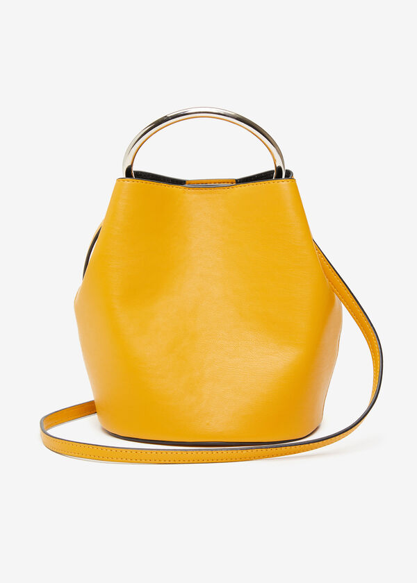 Trendy Faux Leather Bucket Bag Cute Top Handle Mini Handbag image number 0