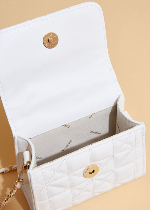 Bebe Kamila Quilted Mini Crossbody, White image number 3