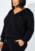 French Terry Faux Wrap Hoodie, Black image number 2