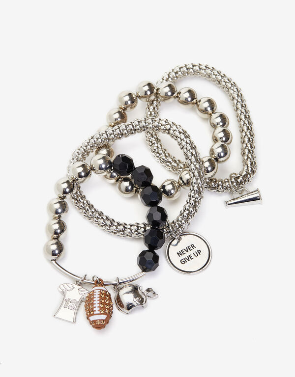 Football Charm Bracelet Set, Silver image number 0