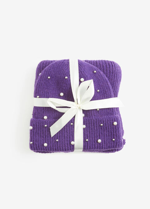 Pearls Hat & Scarf Gift Set, Acai image number 0