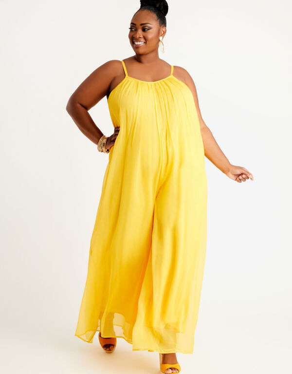 Tall Pleated Wide Leg Jumpsuit, Solar Power image number 0