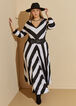 Striped Maxi Dress, Black White image number 3
