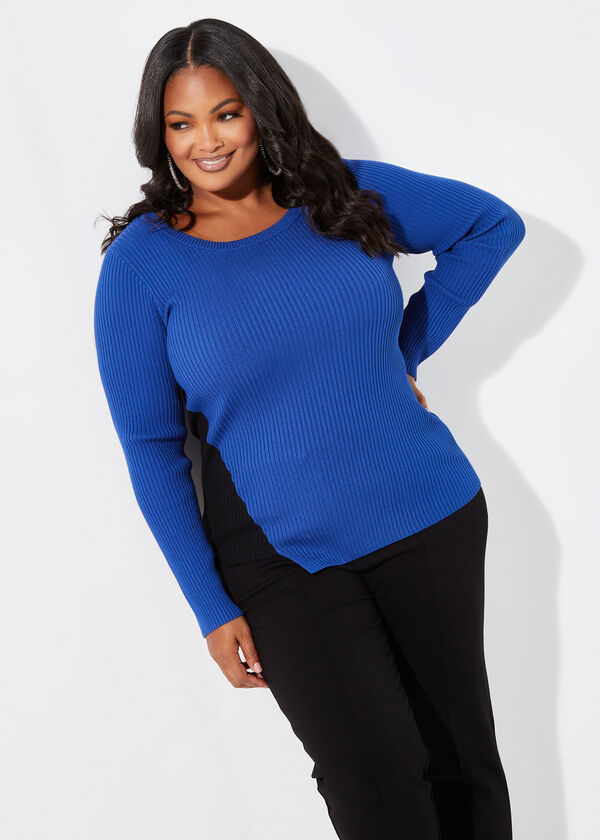 Plus Size Sweater Colorblock Fall Essentials Basics Plus Size Knits image number 0