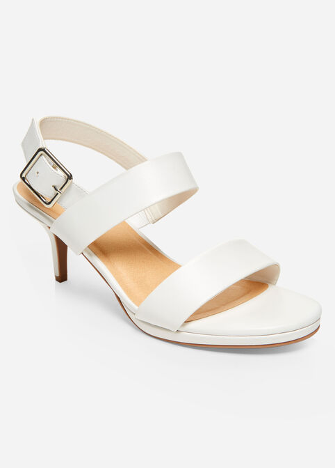 Faux Leather Wide-Width Sandals, White image number 0