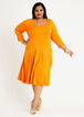 Plus Size Trendy Knit A Line Seamed Elbow Sleeve 2 Pocket Midi Dress image number 0