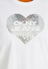 DKNY Jeans Sequin Logo Heart Tee, White image number 2