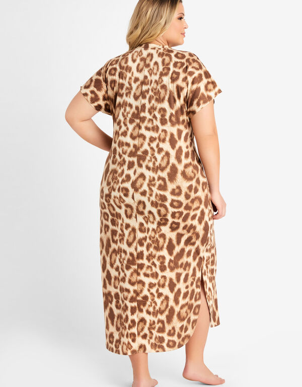 French Terry Leopard Maxi Dress, Multi image number 1