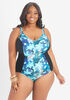 Christina Blue Floral Swimsuit, Multi image number 0