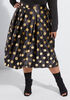 Polka Dot A Line Midi Skirt, Black image number 2