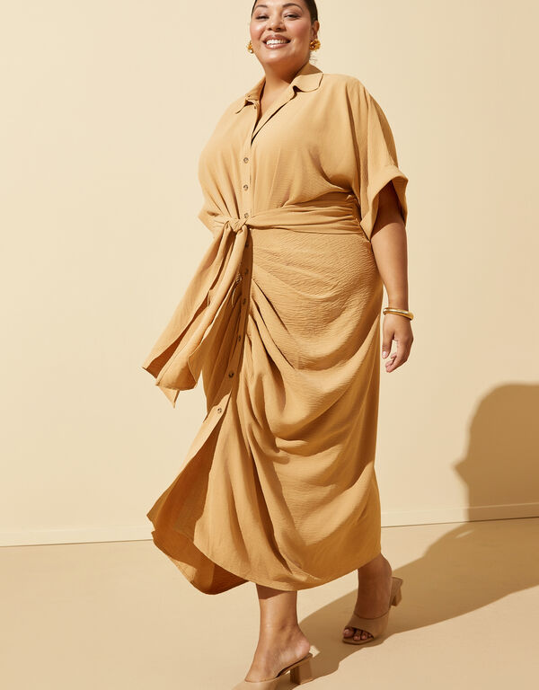 Hi Low Belted Midaxi Shirtdress, Iced Coffee image number 0