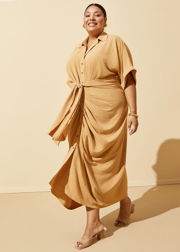 Hi Low Belted Midaxi Shirtdress, Iced Coffee image number 0