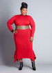 Asymmetric Bodycon Sweater Dress, Chili Pepper image number 0