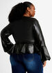 Faux Leather Peplum Jacket, Black image number 1