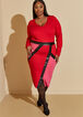Two Tone Faux Leather Trim Dress, Barbados Cherry image number 0
