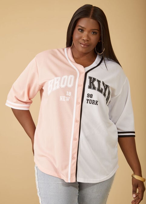 Brooklyn Two Tone Baseball Jersey, Pink image number 0