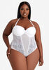 Mesh And Lace Convertible Bodysuit, White image number 1