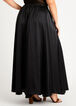 Belted Pleated Satin Skirt, Black image number 1