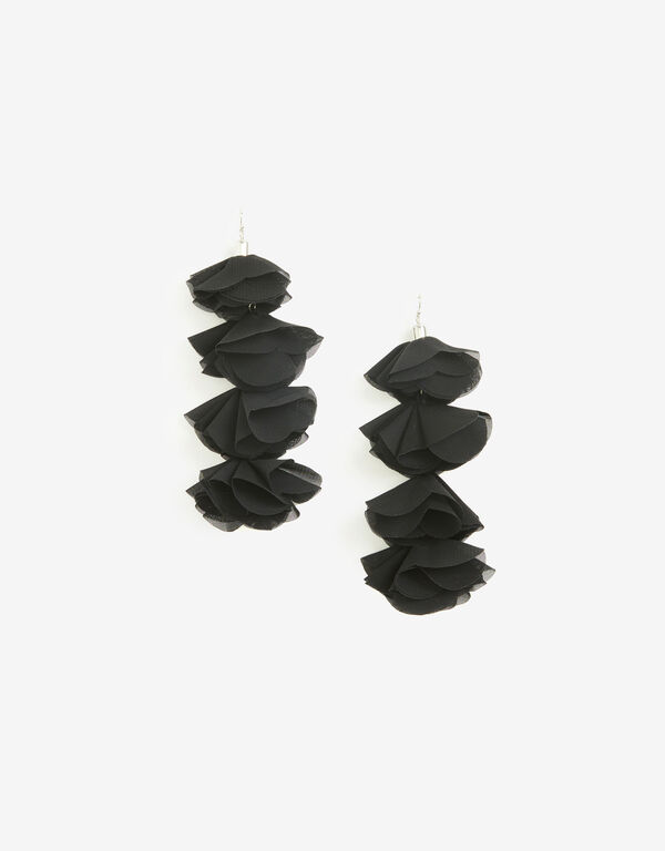 Cascading Chiffon Earrings, Black image number 0