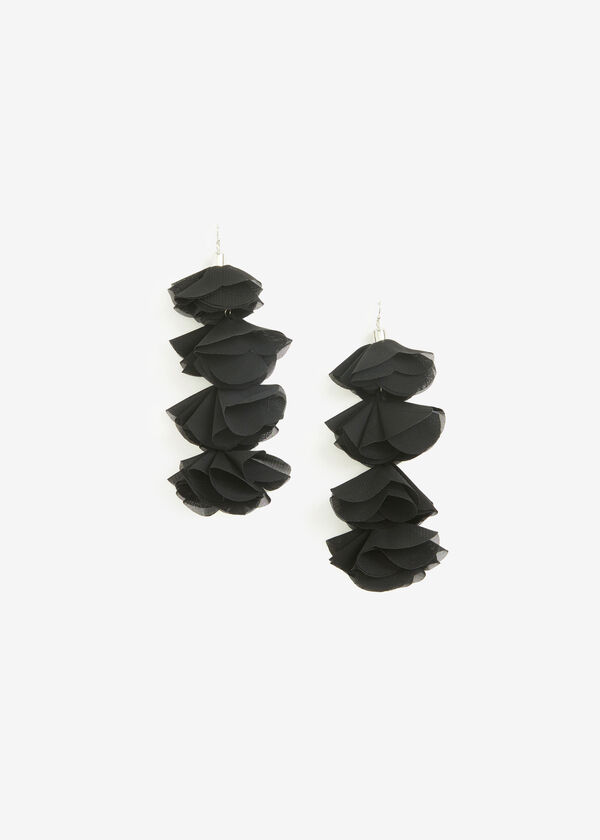 Cascading Chiffon Earrings, Black image number 0