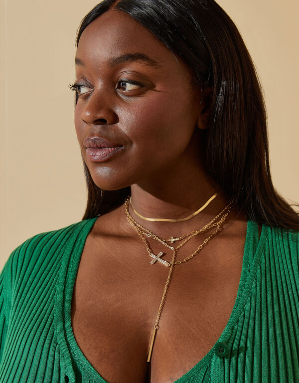 Cross Layered Necklace Set, Gold image number 0