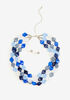Resin Chunky Bead Layer Necklace, Blue Depths image number 0