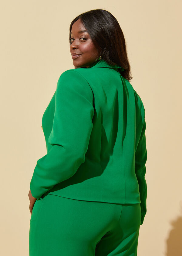 Cropped Double Breasted Blazer, Abundant Green image number 1