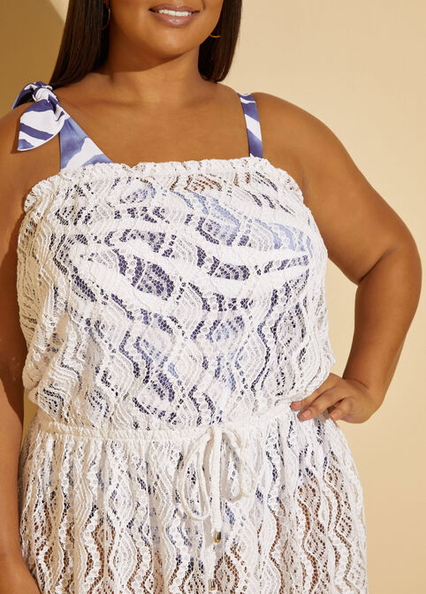 Just Cover Me Lace Swim Cover Up, White image number 2