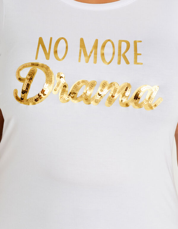 Sequin No More Drama Graphic Tee, White image number 1