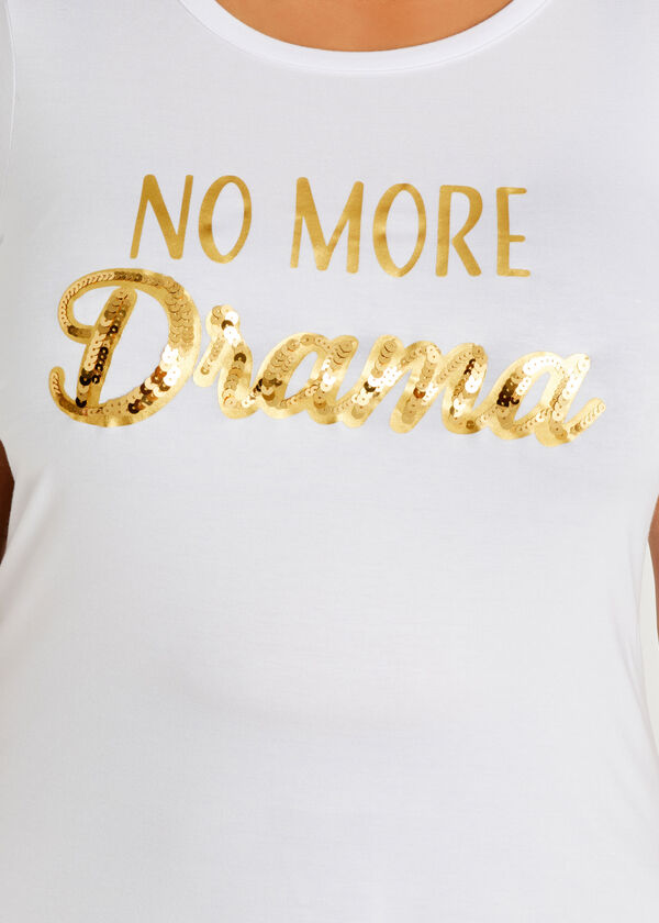 Sequin No More Drama Graphic Tee, White image number 1