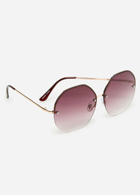 Tinted Rimless Oversize Sunglasses, Gold image number 0