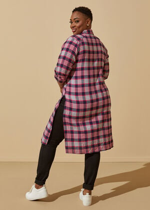 Plaid Duster Shirt, Navy image number 1