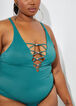 YMI Embellished Lattice Swimsuit, Grass Green image number 2