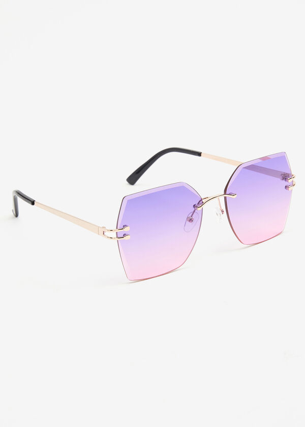 Ombre Rimless Sunglasses, Purple image number 2