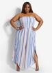 Plus Size Stripe Strapless Wrap Wide Leg Sexy Summer Party Jumpsuit image number 0