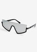 Metal Rectangular Shield Sunglasses, Black image number 1