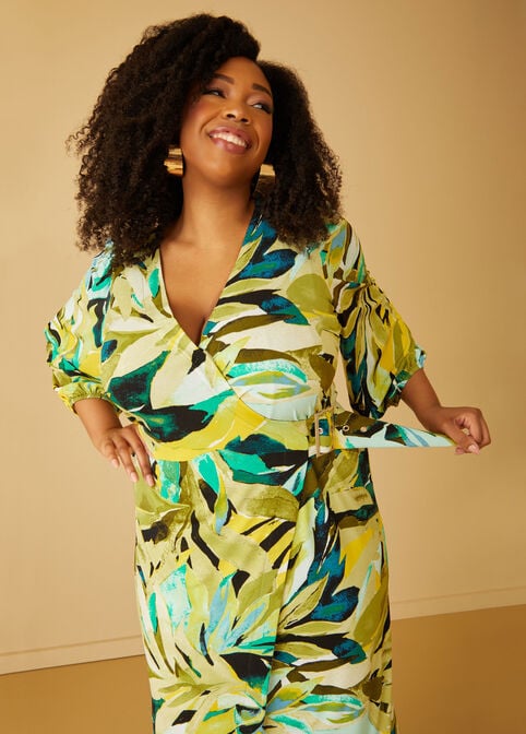 Floral Print Maxi Wrap Dress, Jelly Bean image number 2