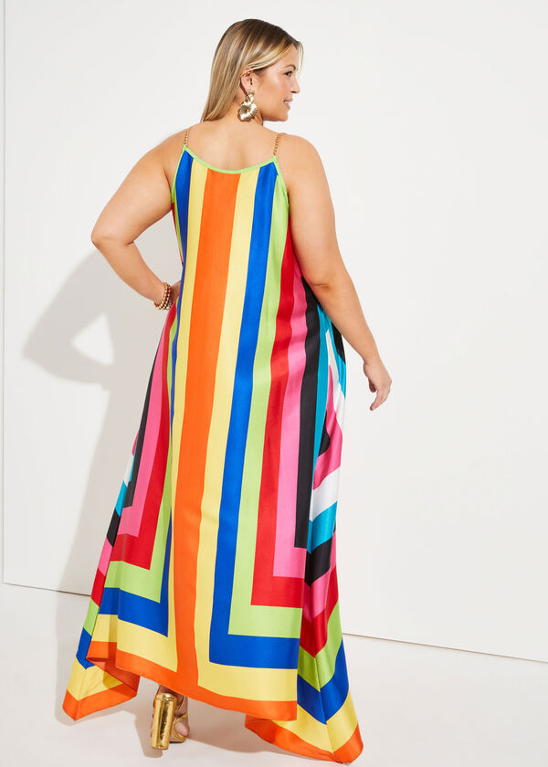 Chain Trimmed Rainbow Maxi Dress, Multi image number 1