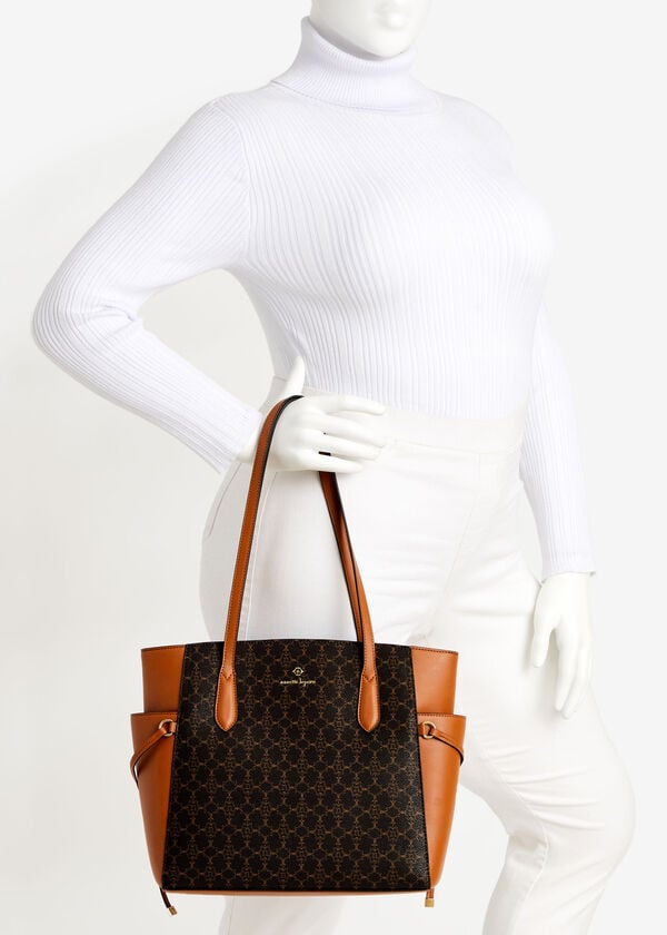 Trendy Designer Nanette Lepore Chic Faux Leather Logo Tote Handbag