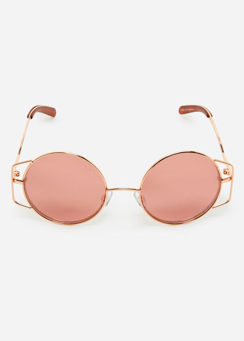 Gold Round Cutout Sunglasses, Gold image number 1