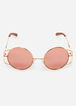 Gold Round Cutout Sunglasses, Gold image number 1