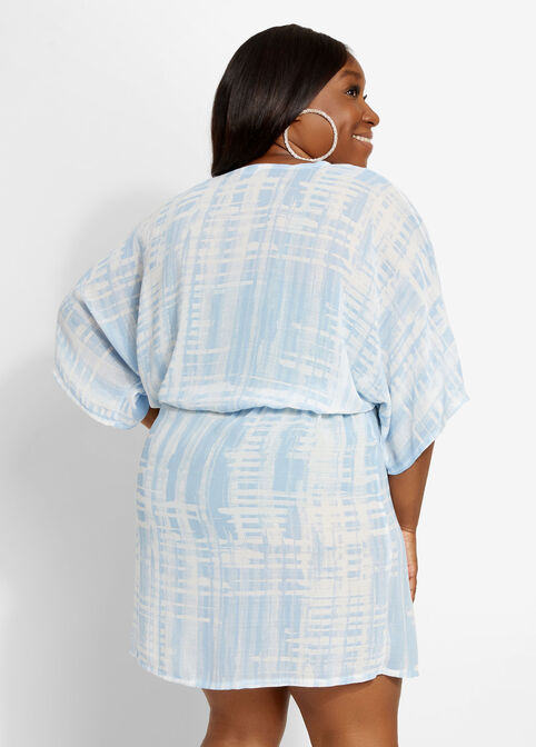 Dalin Tie Front Kimono Cover Up, Light Pastel Blue image number 1