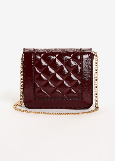 Wine Quilted Faux Leather Mini Bag, Wine image number 1