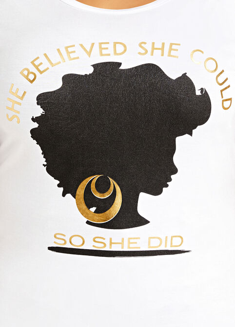She Believed Metallic Graphic Tee, White image number 1
