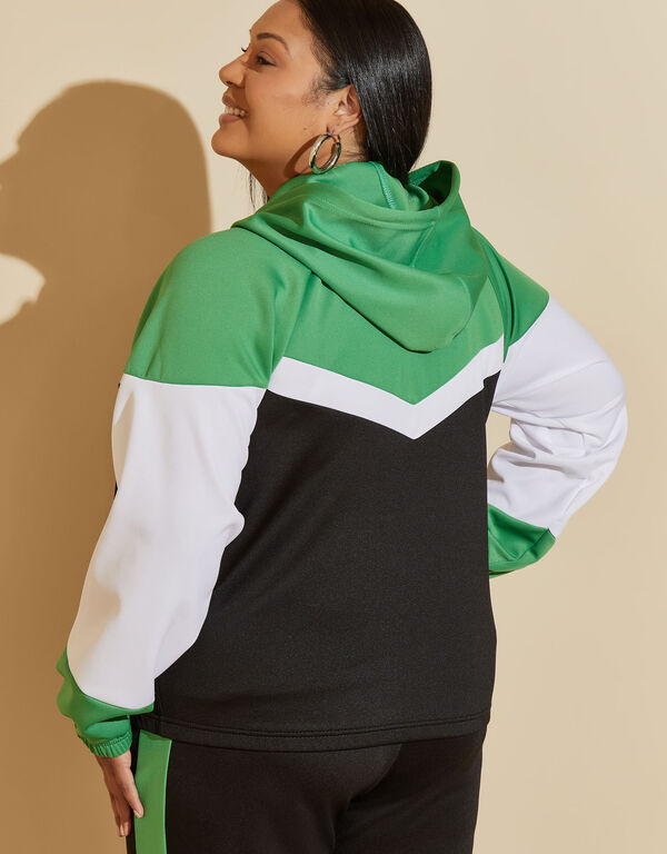 Colorblock Hooded Track Jacket, Abundant Green image number 1